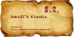 Babiák Klaudia névjegykártya