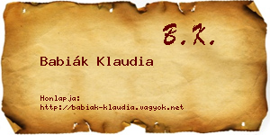 Babiák Klaudia névjegykártya